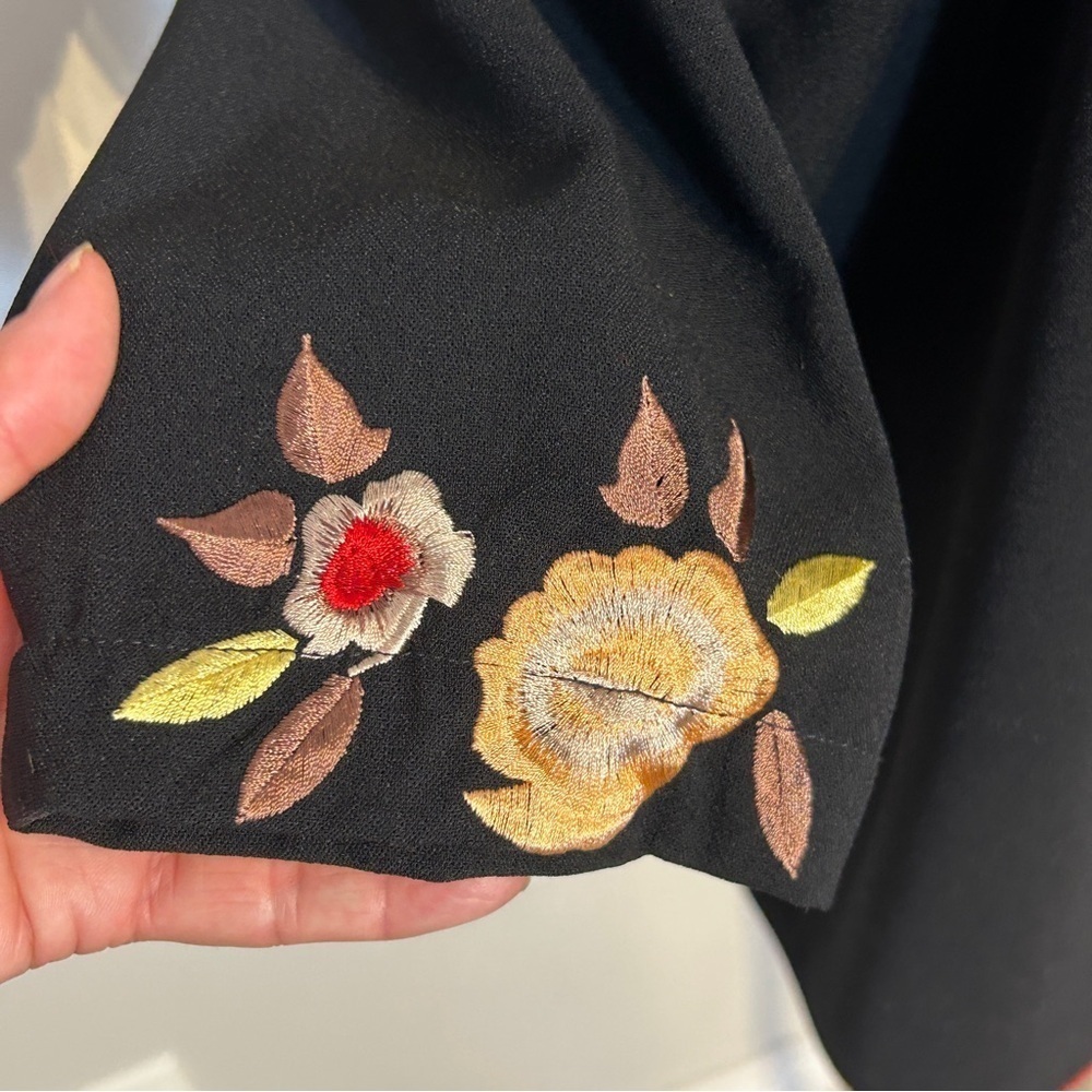 Black Flowered Jacket Vintage Size L/Xl - Picture 7 of 10